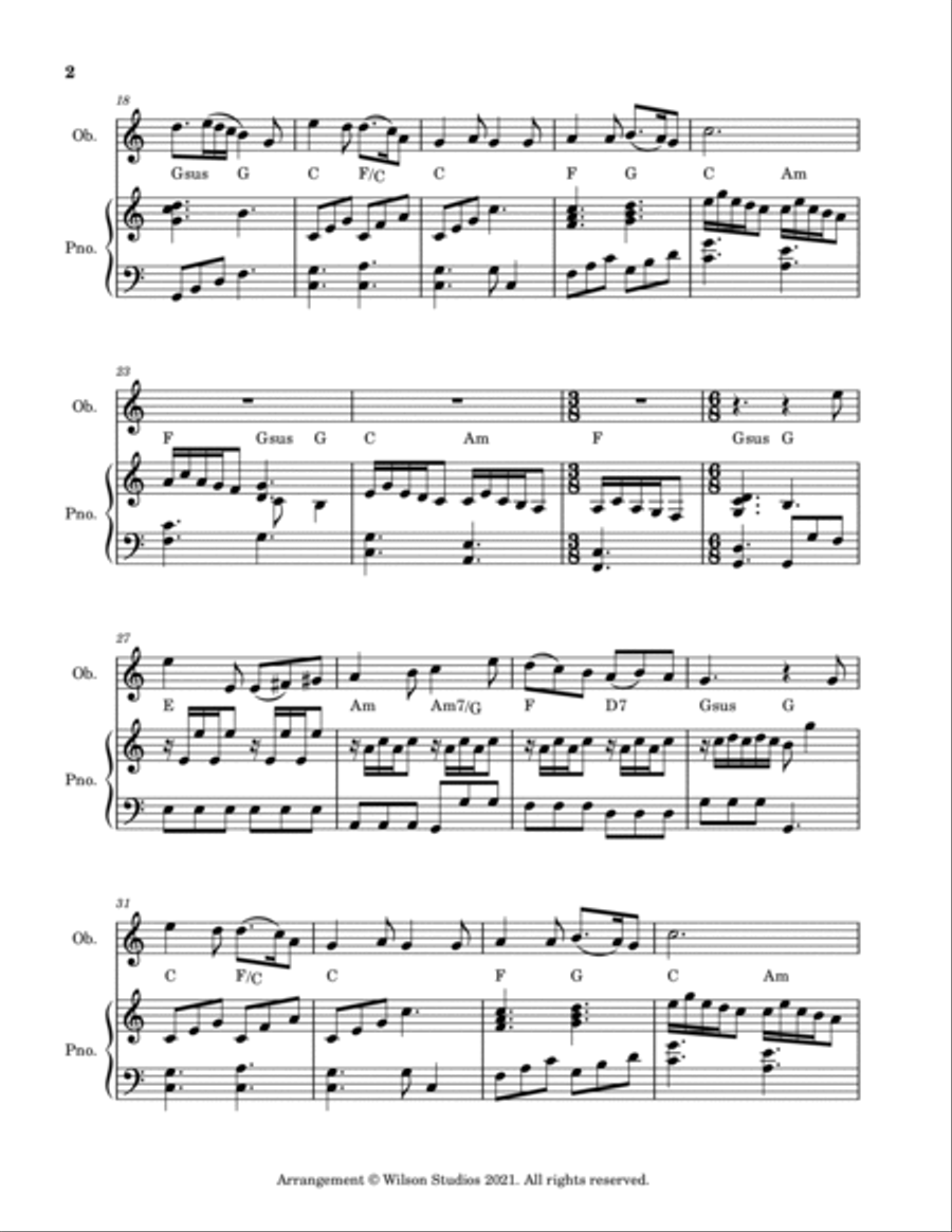 It Came Upon a Midnight Clear--oboe solo Piano scores gallery preview page 2