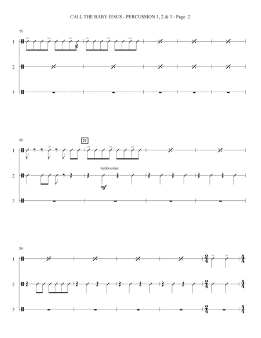 Call the Baby Jesus (New Edition) - Percussion 1-3 Choir scores gallery preview page 2