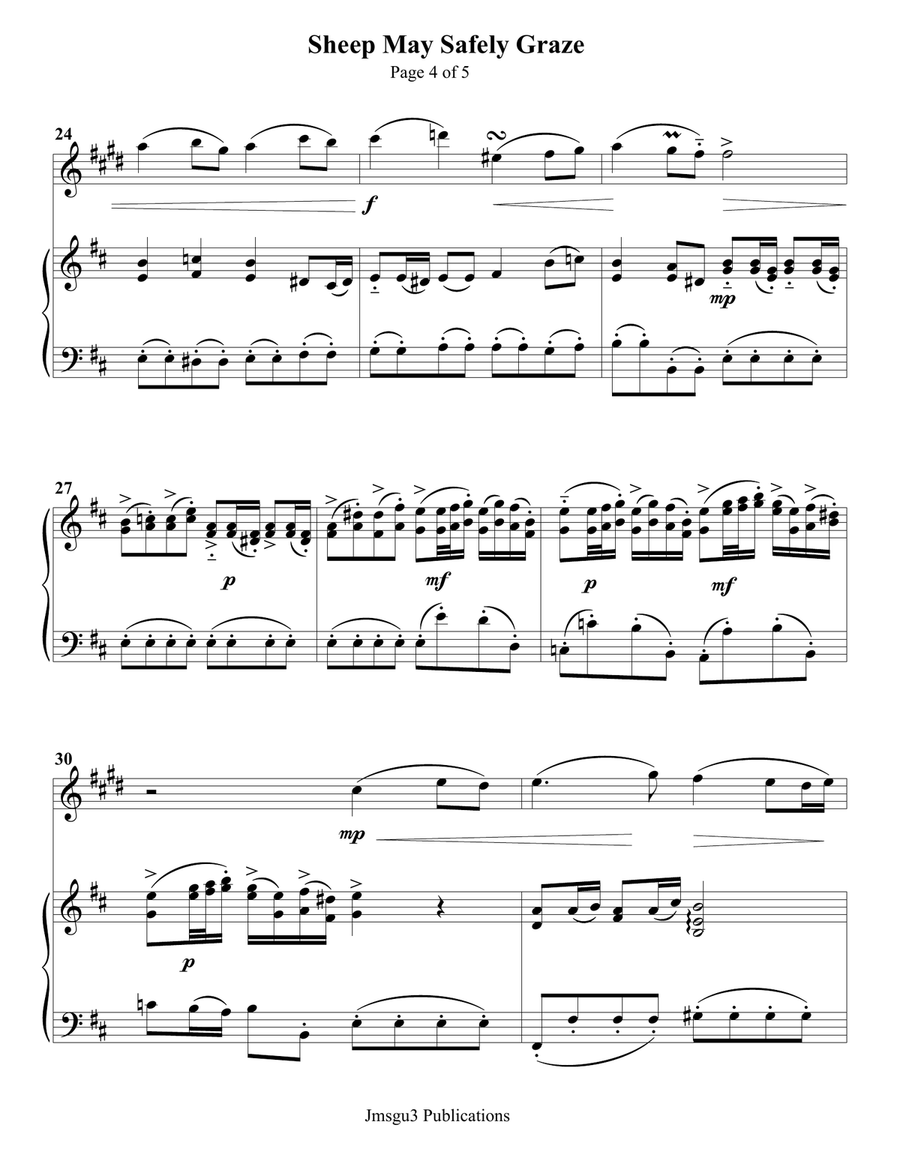 Bach: Sheep May Safely Graze for Clarinet & Piano Chamber Music scores gallery preview page 4