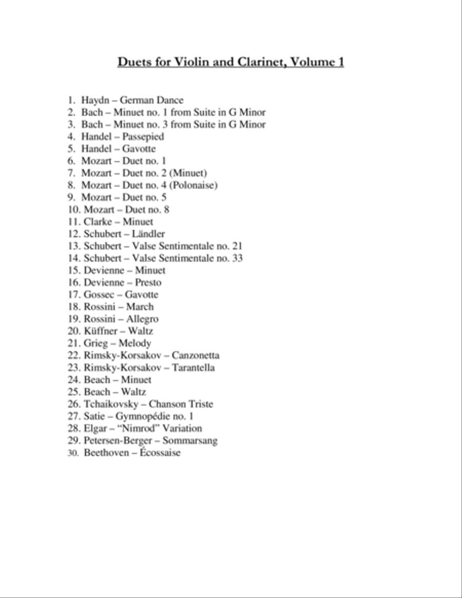 Duets for Violin and Clarinet, Volume One Clarinet scores gallery preview page 2