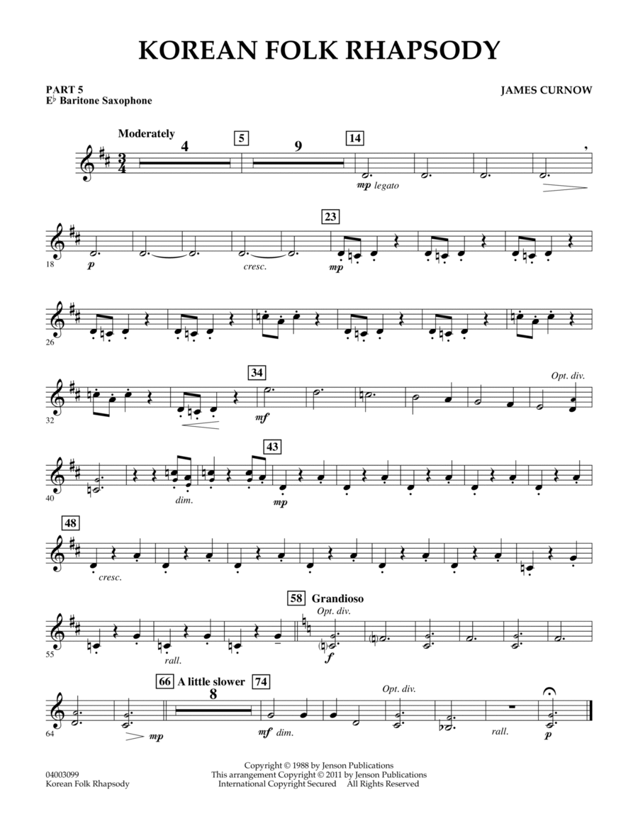 Korean Folk Rhapsody - Pt.5 - Eb Baritone Saxophone Concert Band scores gallery preview page 1