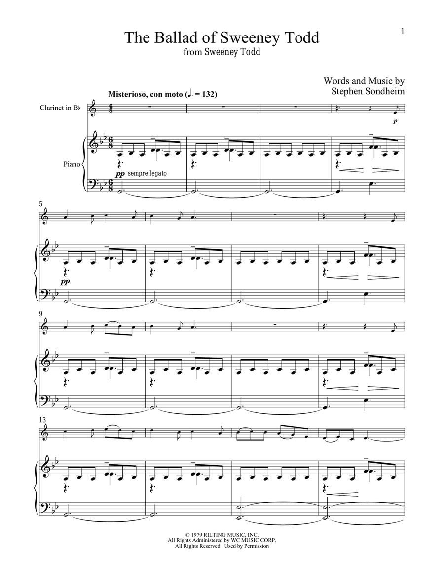 The Ballad Of Sweeney Todd (from Sweeney Todd) Clarinet Solo scores gallery preview page 1