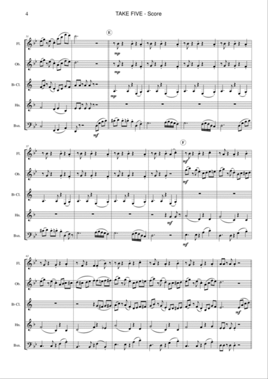 Take Five Woodwind Quintet scores gallery preview page 4