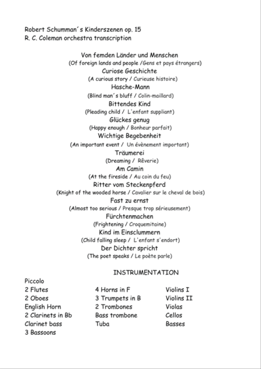 Schumann Kinderszenen op. 15 for orchestra Full Orchestra scores gallery preview page 2