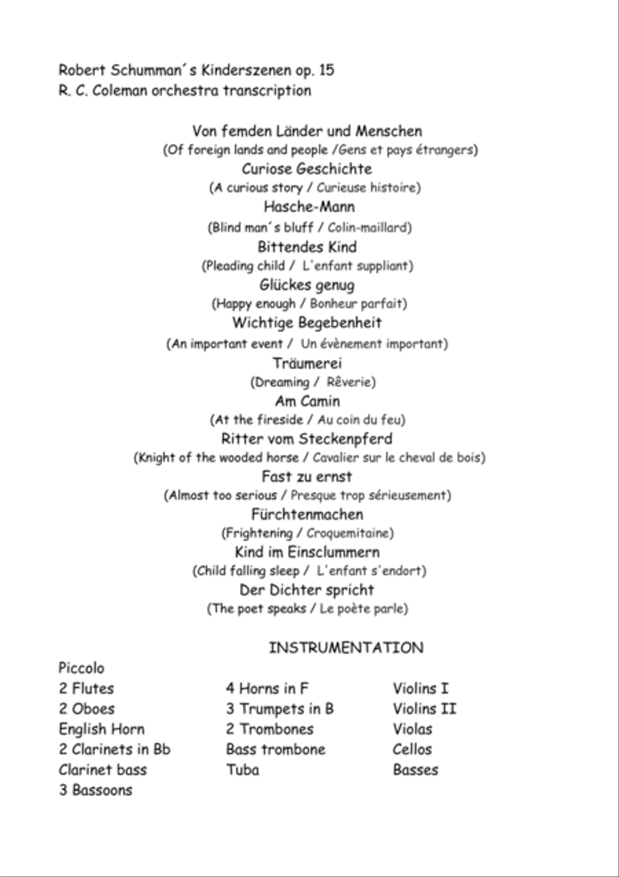 Schumann Kinderszenen op. 15 for orchestra image number null