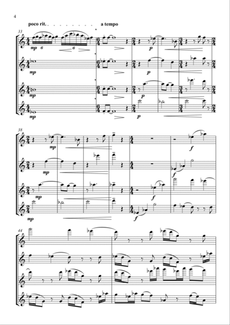 'Voices' for four flutes 'Voices' for four flutes Flute Quartet scores gallery preview page 4
