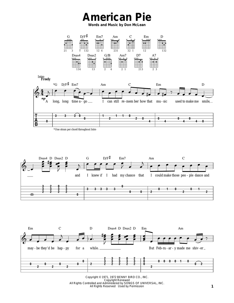 American Pie Acoustic Guitar scores gallery preview page 1