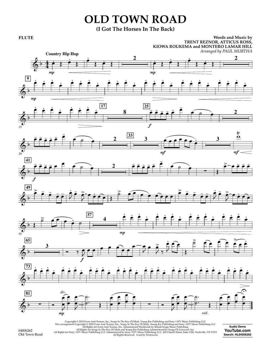 Old Town Road (arr. Paul Murtha) - Flute Concert Band scores gallery preview page 1