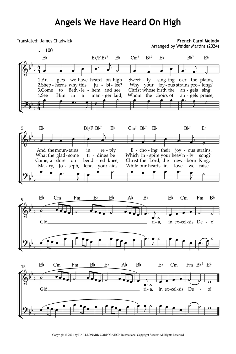 Angels We Have Heard On High (in Eb) 2-Part scores gallery preview page 1