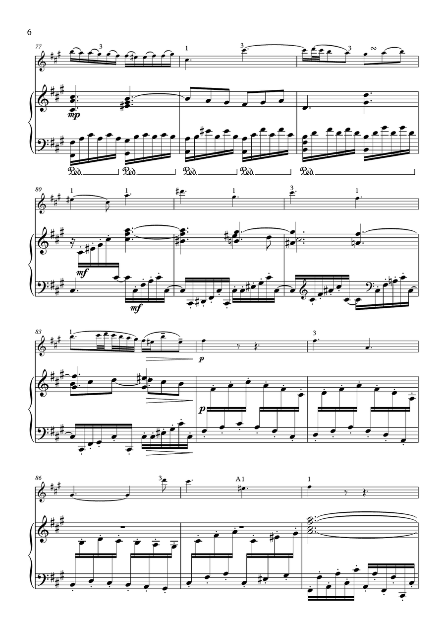 Mozart Piano Concerto #23: Adagio for violin and piano Violin Solo scores gallery preview page 6