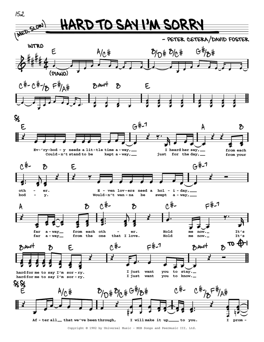 Hard To Say I'm Sorry Voice scores gallery preview page 1