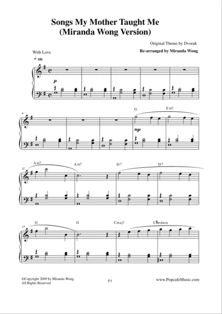 Songs my Mother Taught Me + Love Miracle (Popular Piano Solo) Piano Solo scores gallery preview page 1
