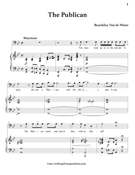VAN DE WATER: The Publican (transposed to B-flat major, bass clef)