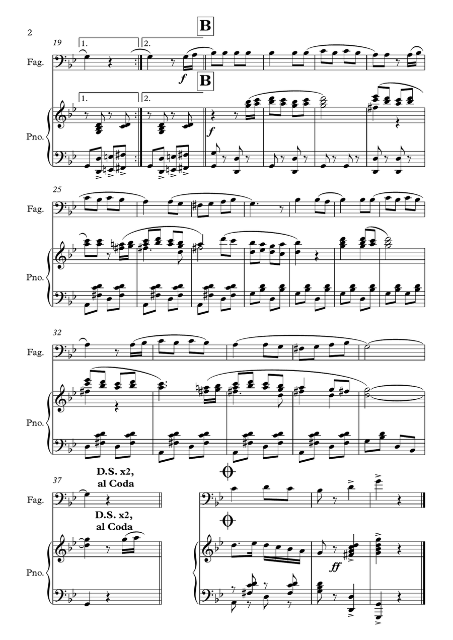 Pero mira como beben (los peces en el río) - villancico (fagot y piano) Small Ensemble scores gallery preview page 2