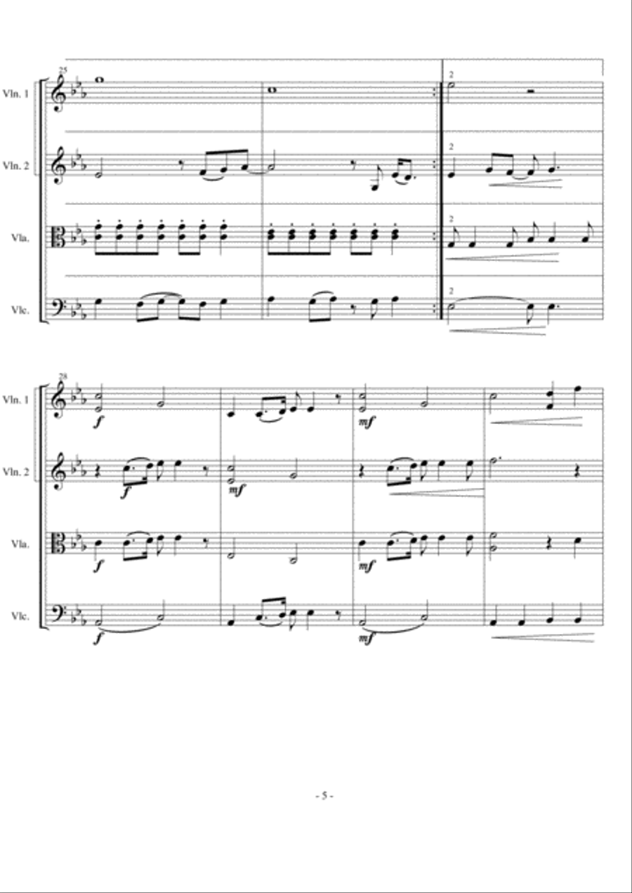 You're Beautiful String Quartet scores gallery preview page 5