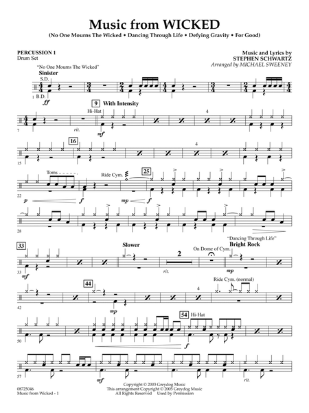 Music from Wicked (arr. Michael Sweeney) - Percussion 1