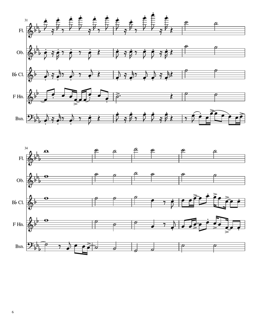 Fireflies Woodwind Quintet scores gallery preview page 6