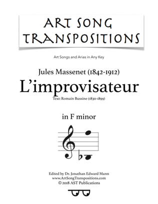 Book cover for MASSENET: L'improvisateur (transposer to F minor)