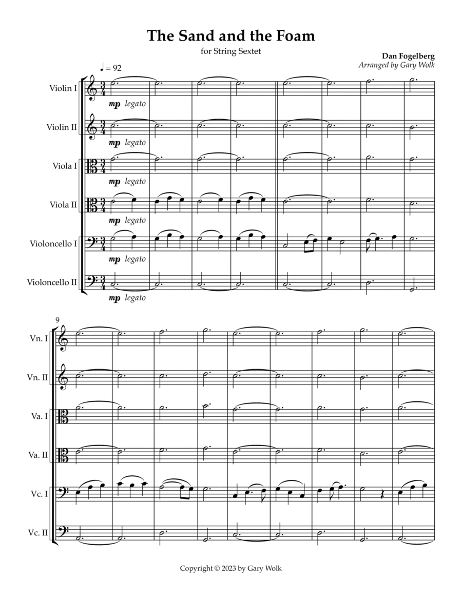 The Sand And The Foam The Sand And The Foam Cello scores gallery preview page 1
