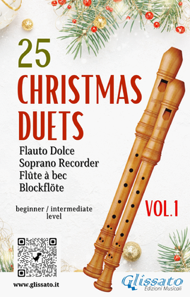 Book cover for 25 Christmas Duets for soprano recorder - VOL.1