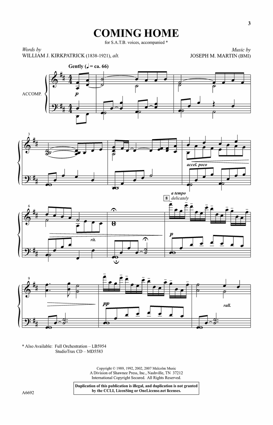Coming Home Coming Home 4-Part scores gallery preview page 1