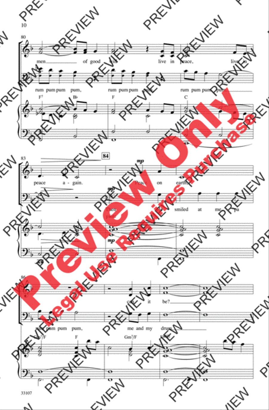 The Little Drummer Boy / Peace on Earth 3-Part scores gallery preview page 10