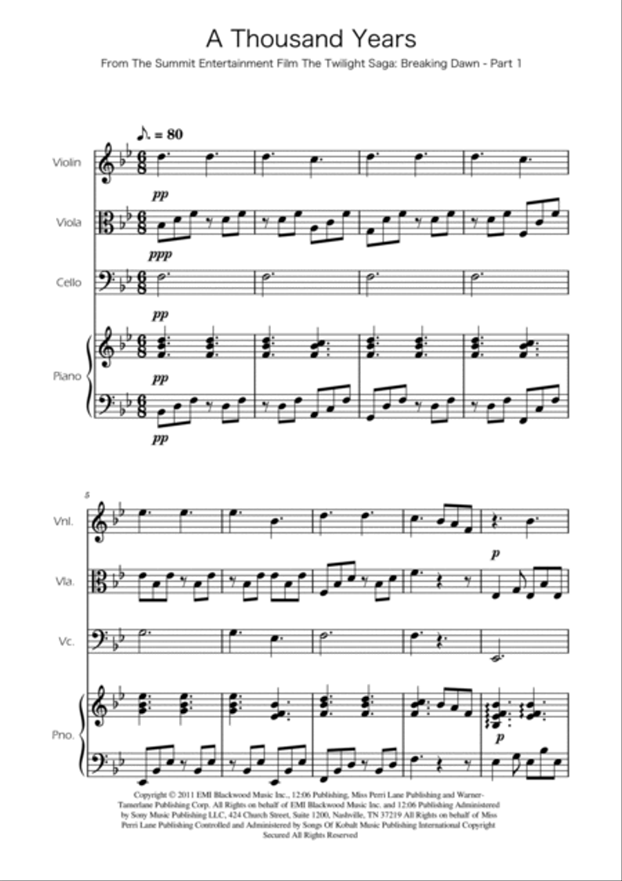 A Thousand Years A Thousand Years String Trio scores gallery preview page 3