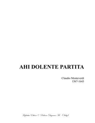 AHI DOLENTE PARTITA - Monteverdi - For SSATB Choir