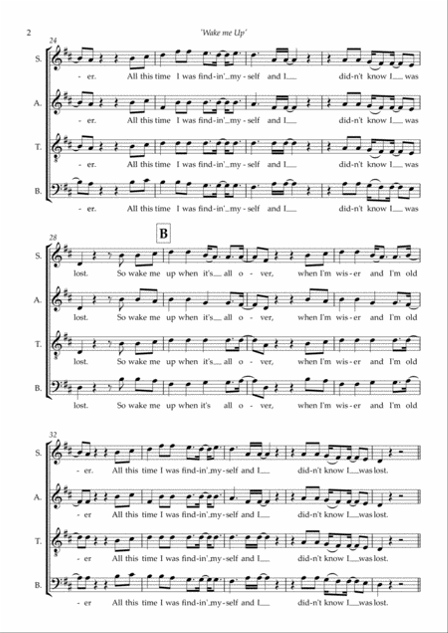 Wake Me Up Wake Me Up 4-Part scores gallery preview page 2