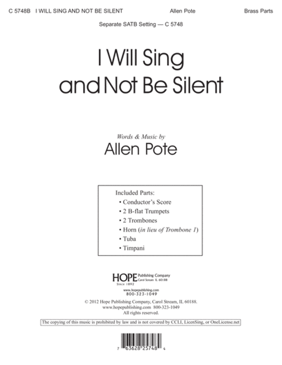 I Will Sing and Not Be Silent