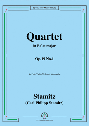 Book cover for Stamitz-Quartet in E flat Major,Op.19 No.1,for Flute,Vln,Vla&VC