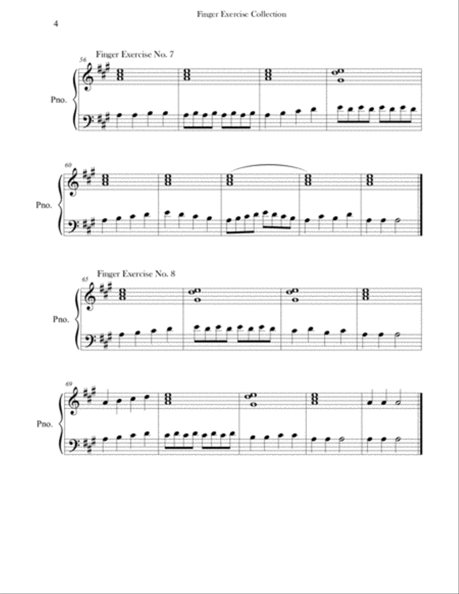 Finger Exercise Collection (24 exercises in A major) Piano Method scores gallery preview page 4