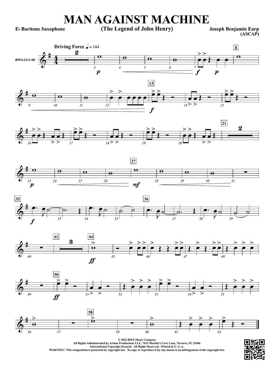 Man Against Machine - The Legend of John Henry: E-flat Baritone Saxophone Baritone Saxophone scores gallery preview page 1