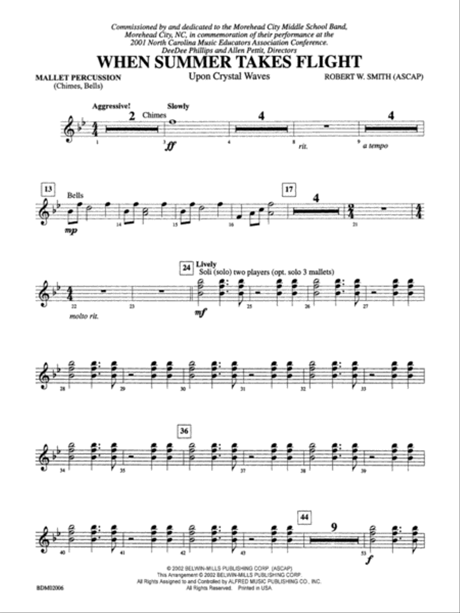 When Summer Takes Flight: Mallets Concert Band scores gallery preview page 1