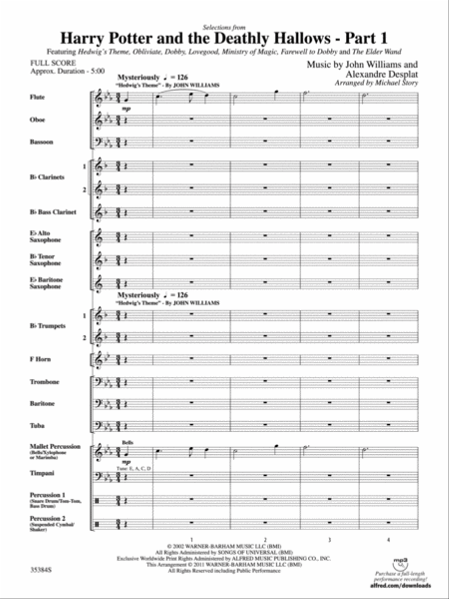 Harry Potter and the Deathly Hallows, Part 1, Selections from Concert Band scores gallery preview page 2