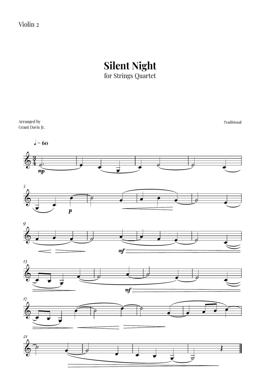Silent Night String Quartet scores gallery preview page 6