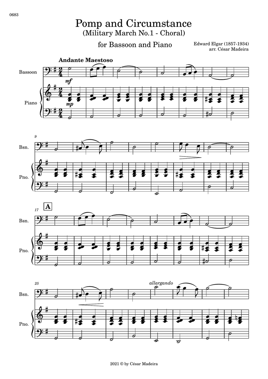 Pomp and Circumstance No.1 - Bassoon and Piano (Full Score) Bassoon Solo scores gallery preview page 2