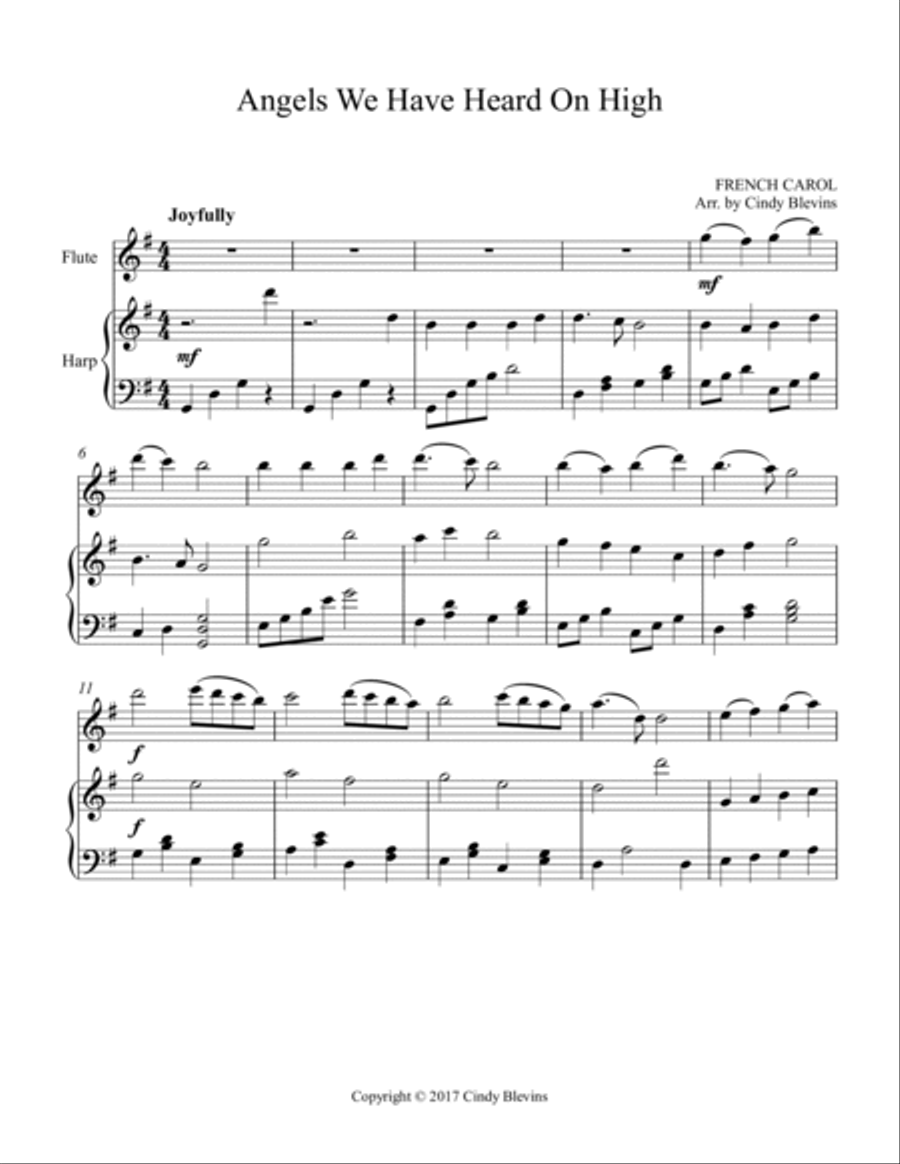 Angels We Have Heard On High, for Harp and Flute Flute scores gallery preview page 2