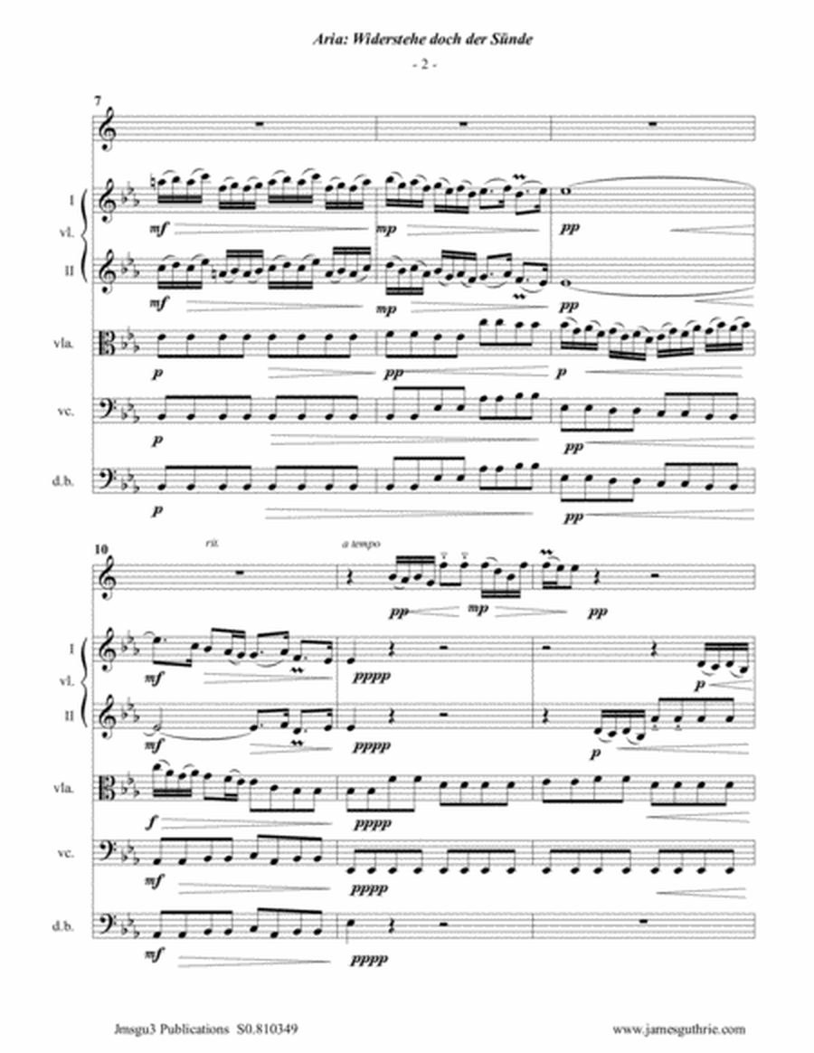 BACH: Widerstehe doch der Sünde, BWV 54 for Alto Clarinet & Strings image number null