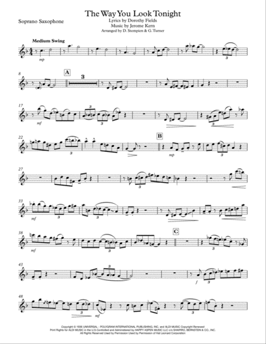 The Way You Look Tonight Soprano Saxophone scores gallery preview page 5