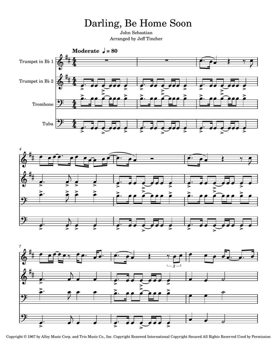 Darling, Be Home Soon Trombone scores gallery preview page 2