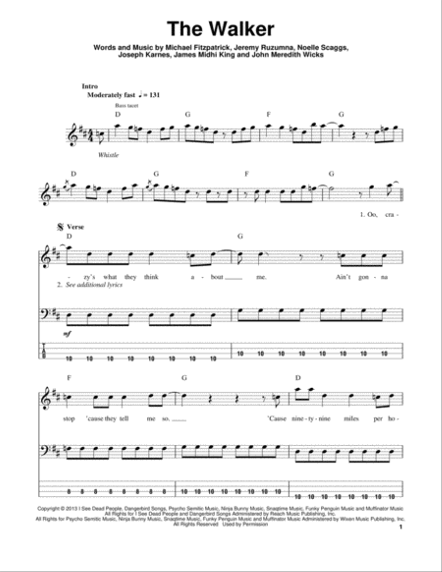 The Walker The Walker Guitar Tablature scores gallery preview page 1