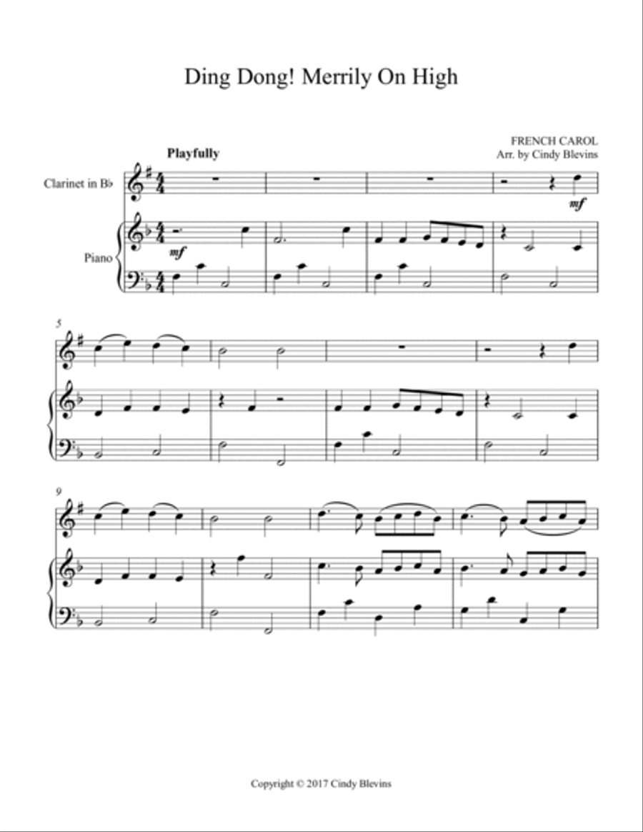 Ding Dong! Merrily on High, for Piano and Clarinet B-Flat Clarinet scores gallery preview page 2