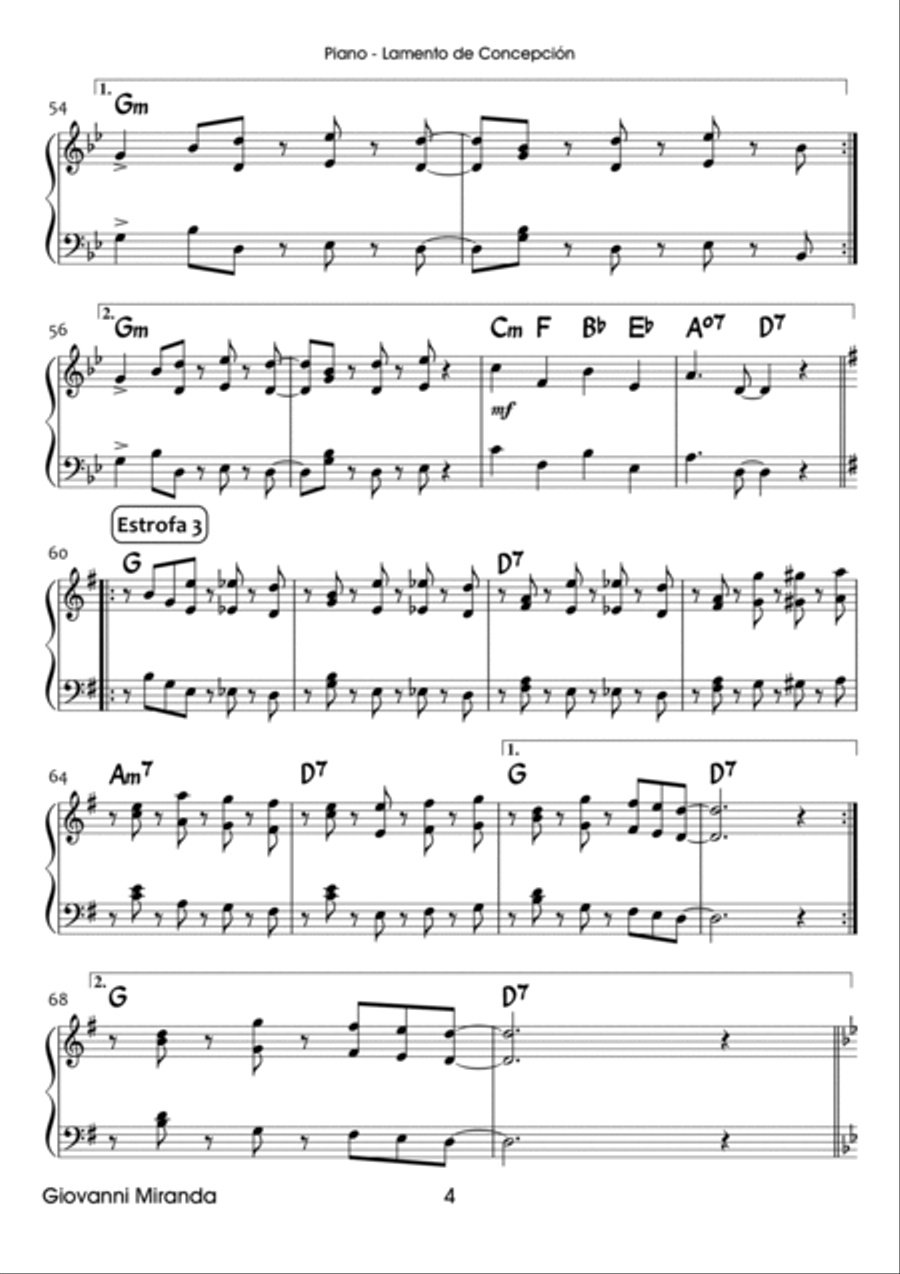 Lamento De Concepcion Piano Solo scores gallery preview page 4