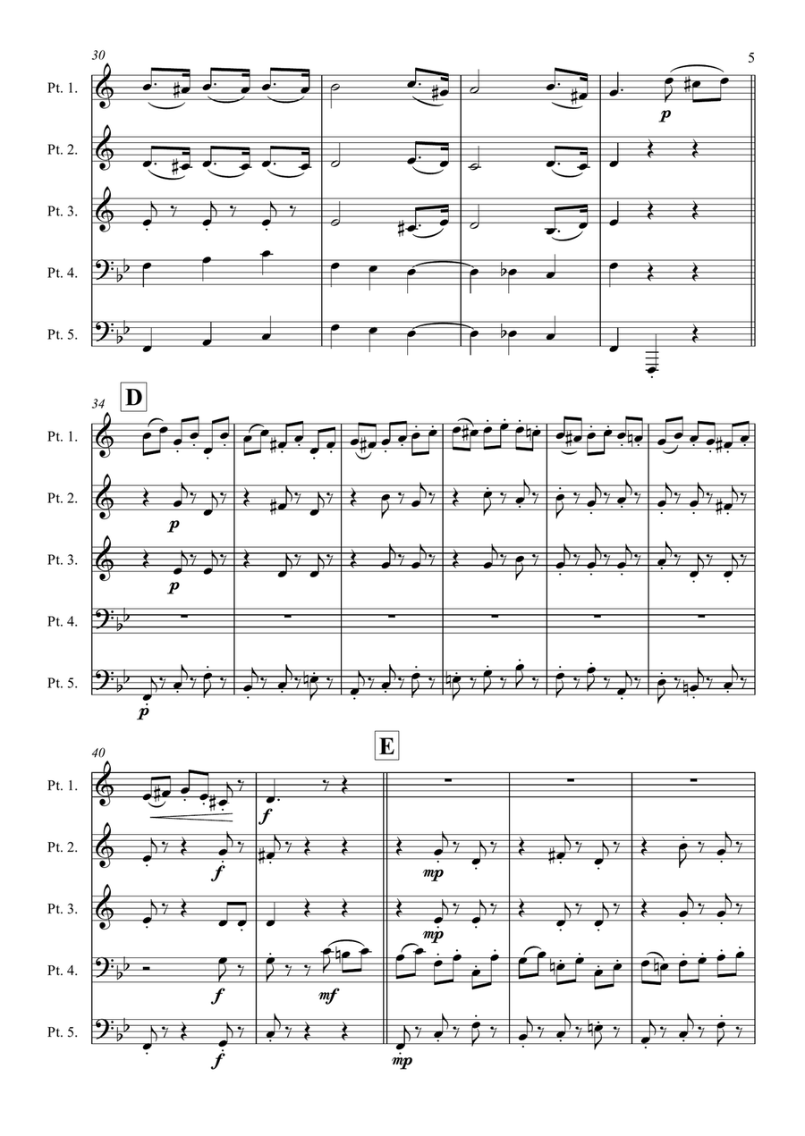 Minuet in G No. 2 from WoO 10 - Beethoven (Brass Quintet) Brass Quintet scores gallery preview page 5