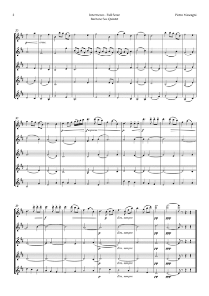 Intermezzo from Cavalleria Rusticana by Mascagni for Baritone Sax Quintet image number null