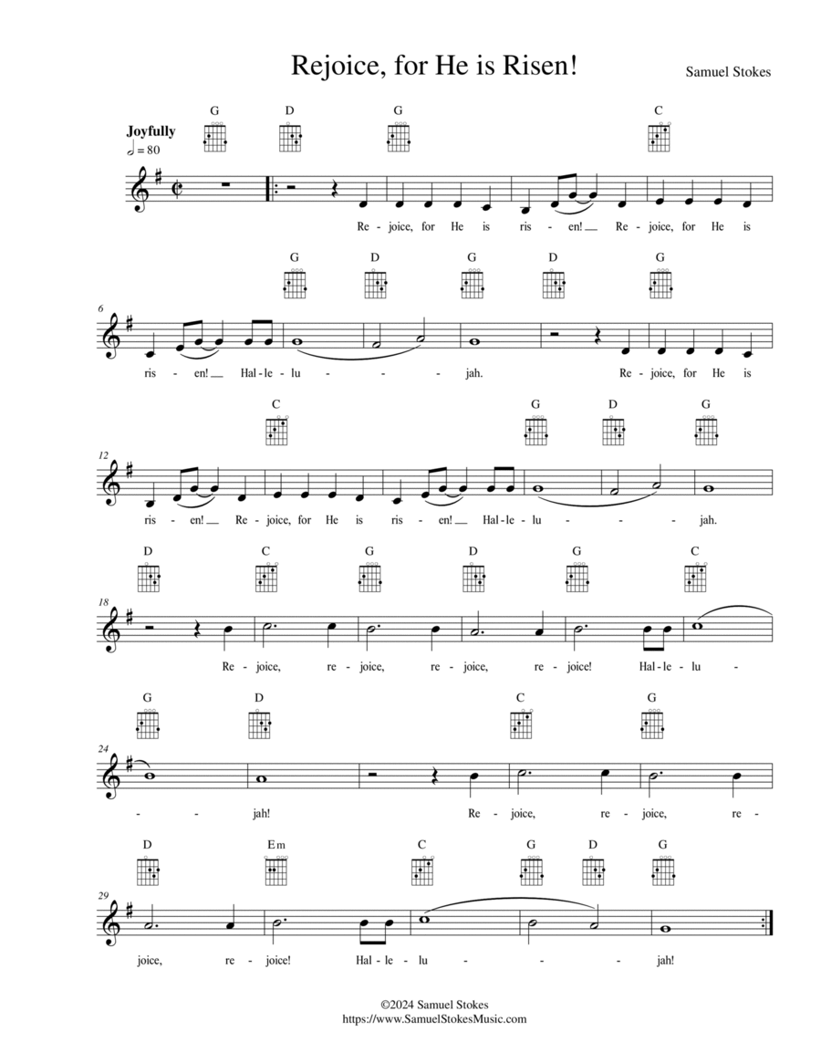 Rejoice, for He is Risen! - for unison children's choir and accompaniment instrument image number null