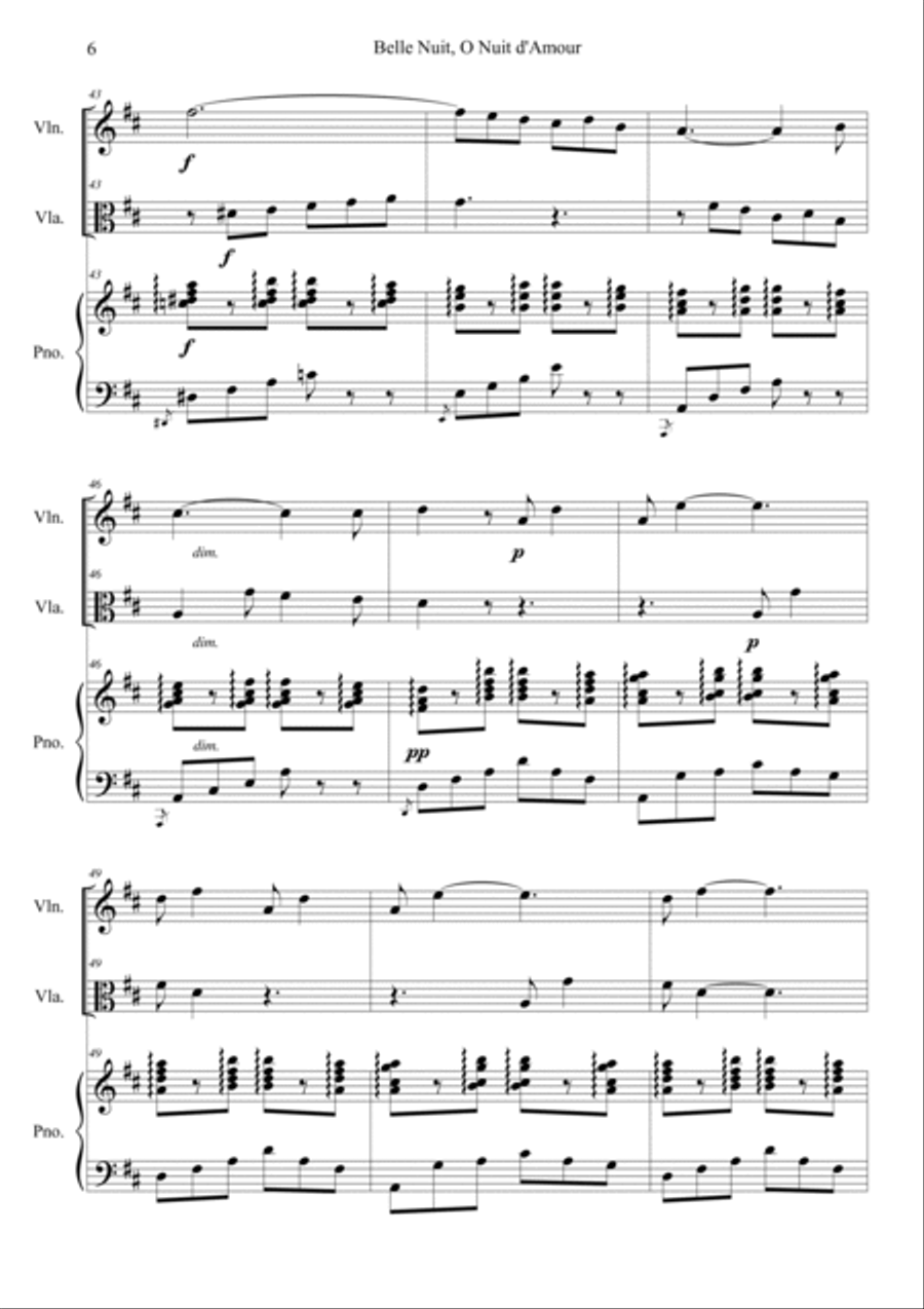Belle Nuit o nuit d'amour Viola scores gallery preview page 6
