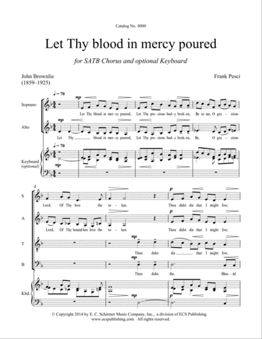 Let Thy blood in mercy poured 4-Part scores gallery preview page 2