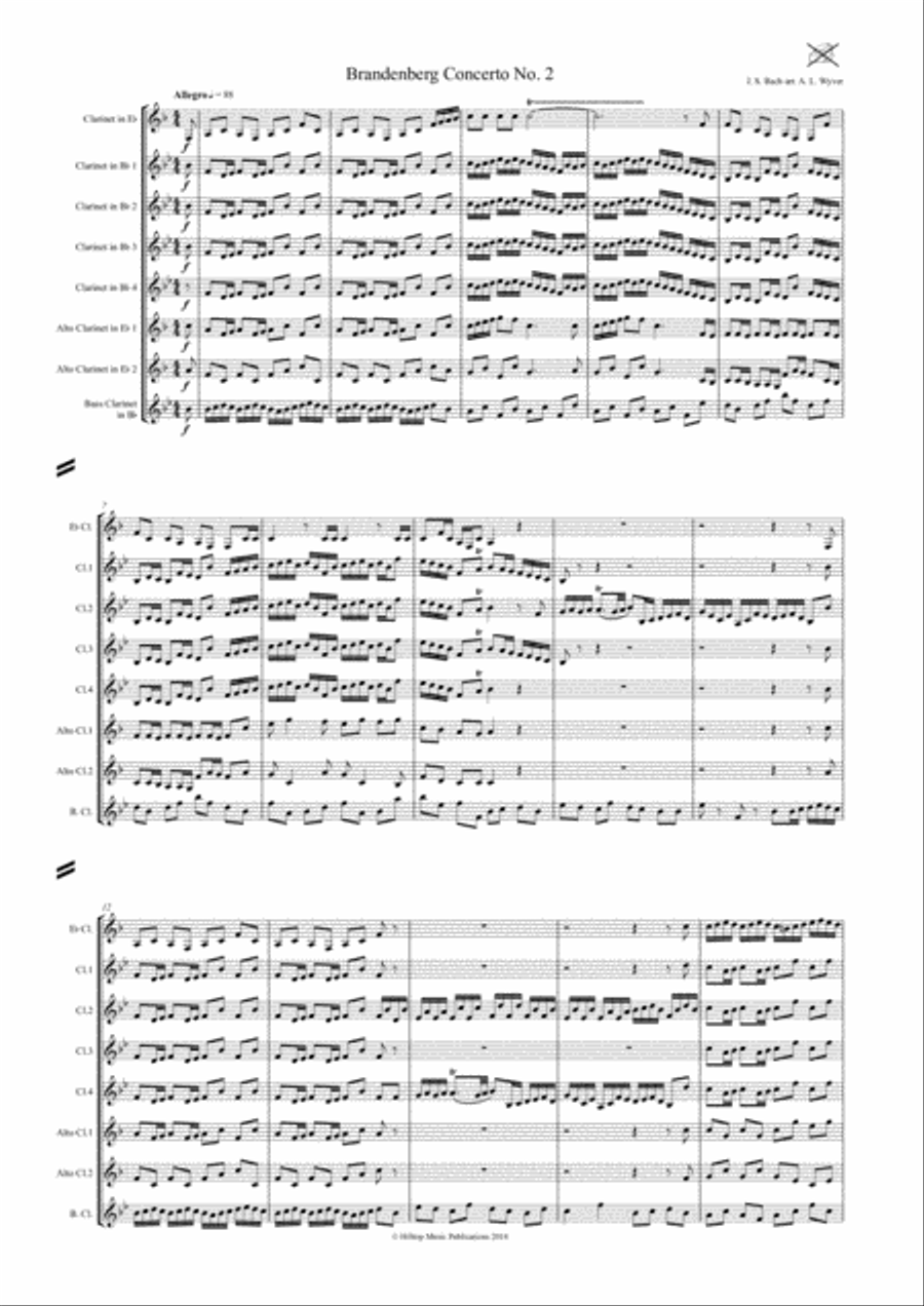Brandenburg Concerto No. 2 arr. Clarinet Choir Clarinet Choir scores gallery preview page 2
